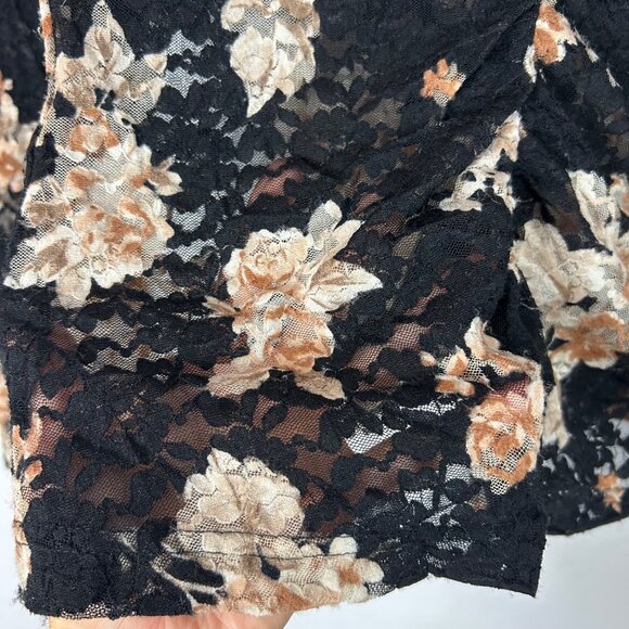 Y2K Karen Kane Mesh Lace Floral Top Stretch Sheer Romantic Size Medium Women's - Picture 3 of 4